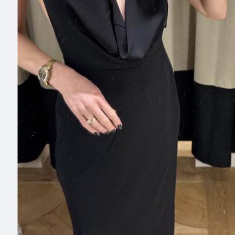 Dynamite Black Sheath Cocktail Dress Plunge Neckline
